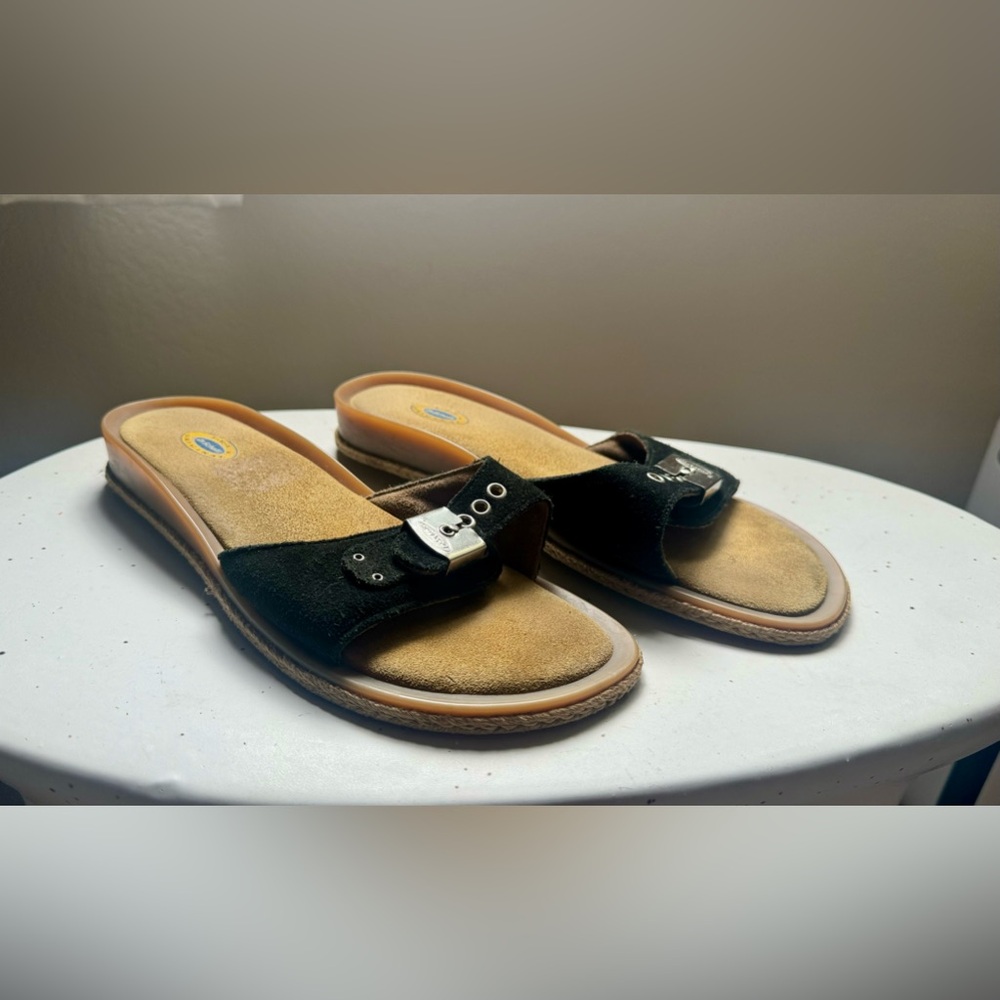 Vintage Black Suede Dr Scholl’s Sandals